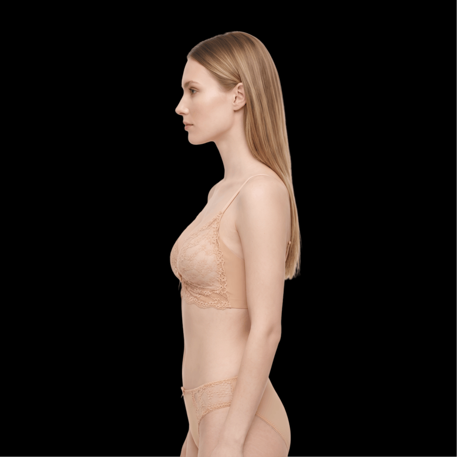 Skin Net Embroidered Padded Bra & Panty Set