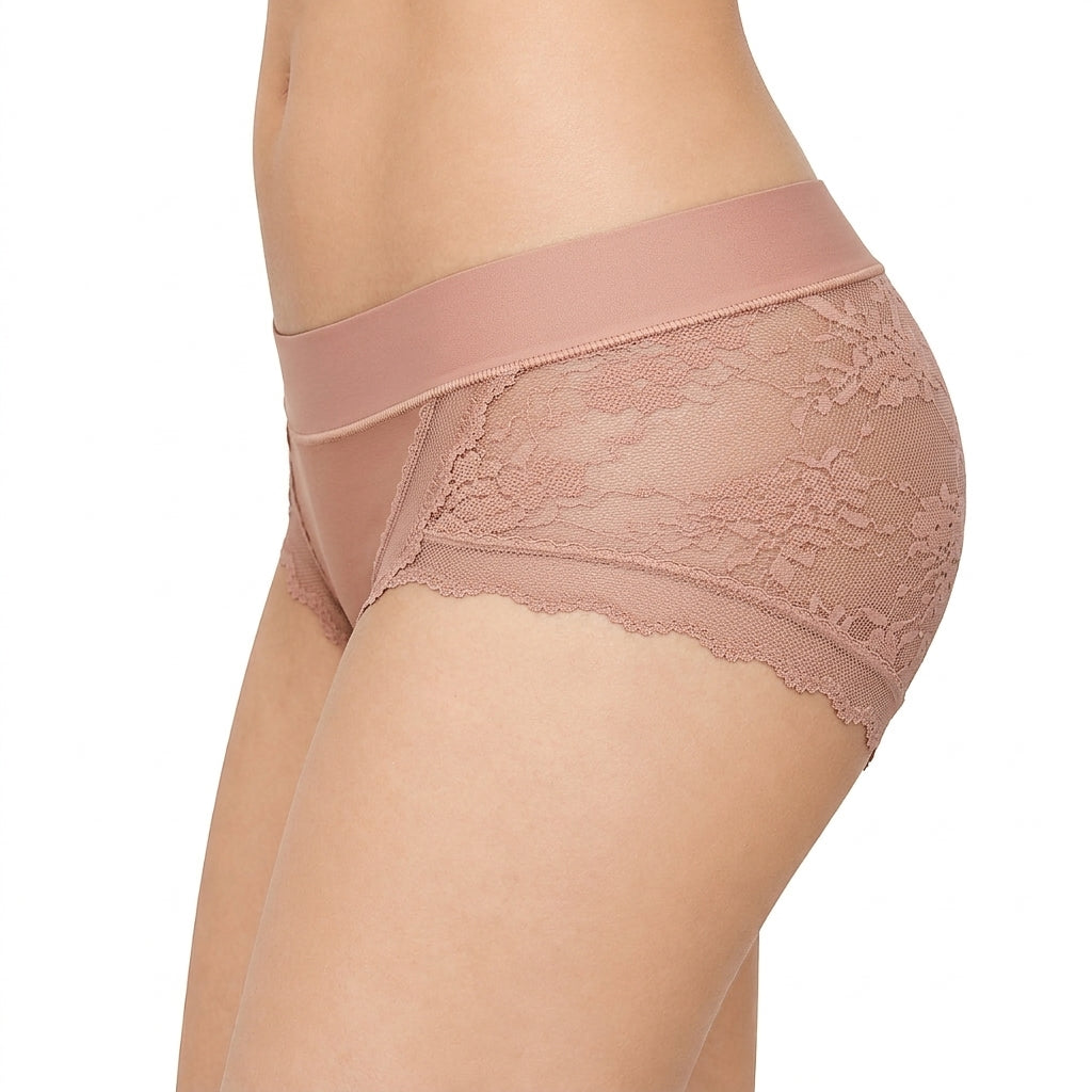 peach Beige Lace Brief Panty