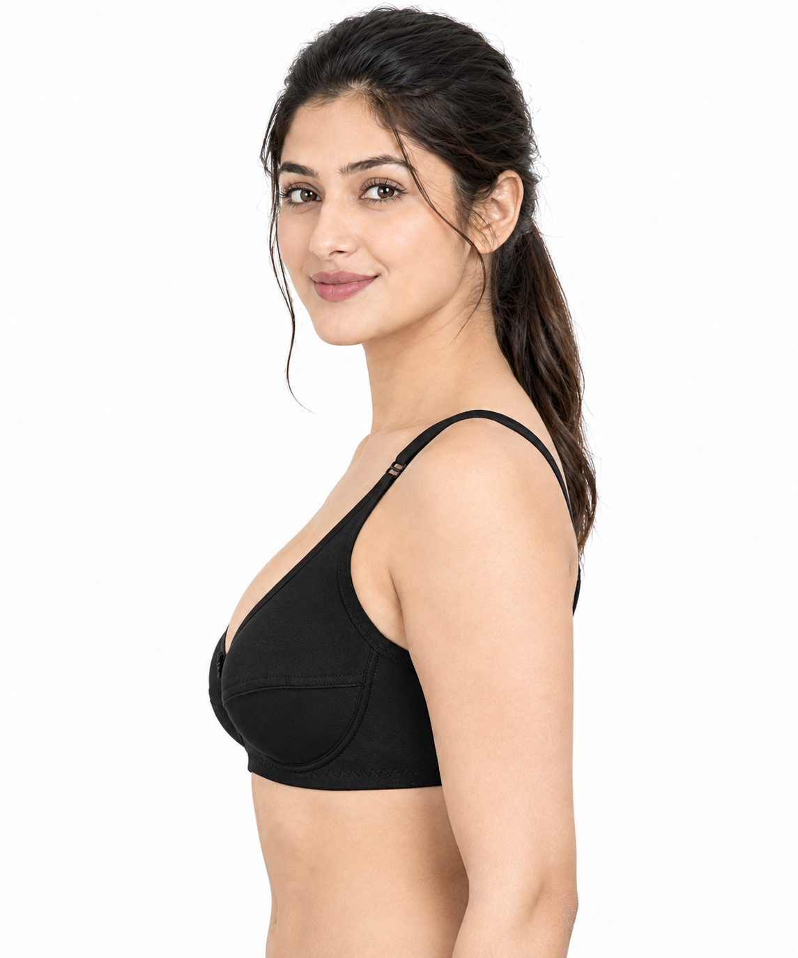 Black Cotton Jersey Full Coverage Bra