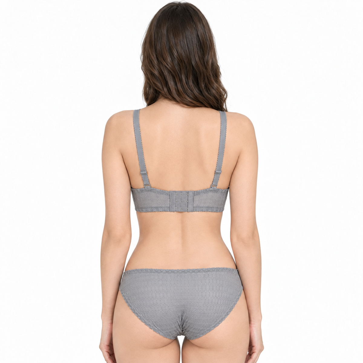 Grey Padded Underwire Bra & Brief Set