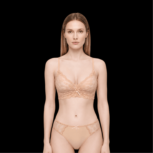 Skin Net Embroidered Padded Bra & Panty Set