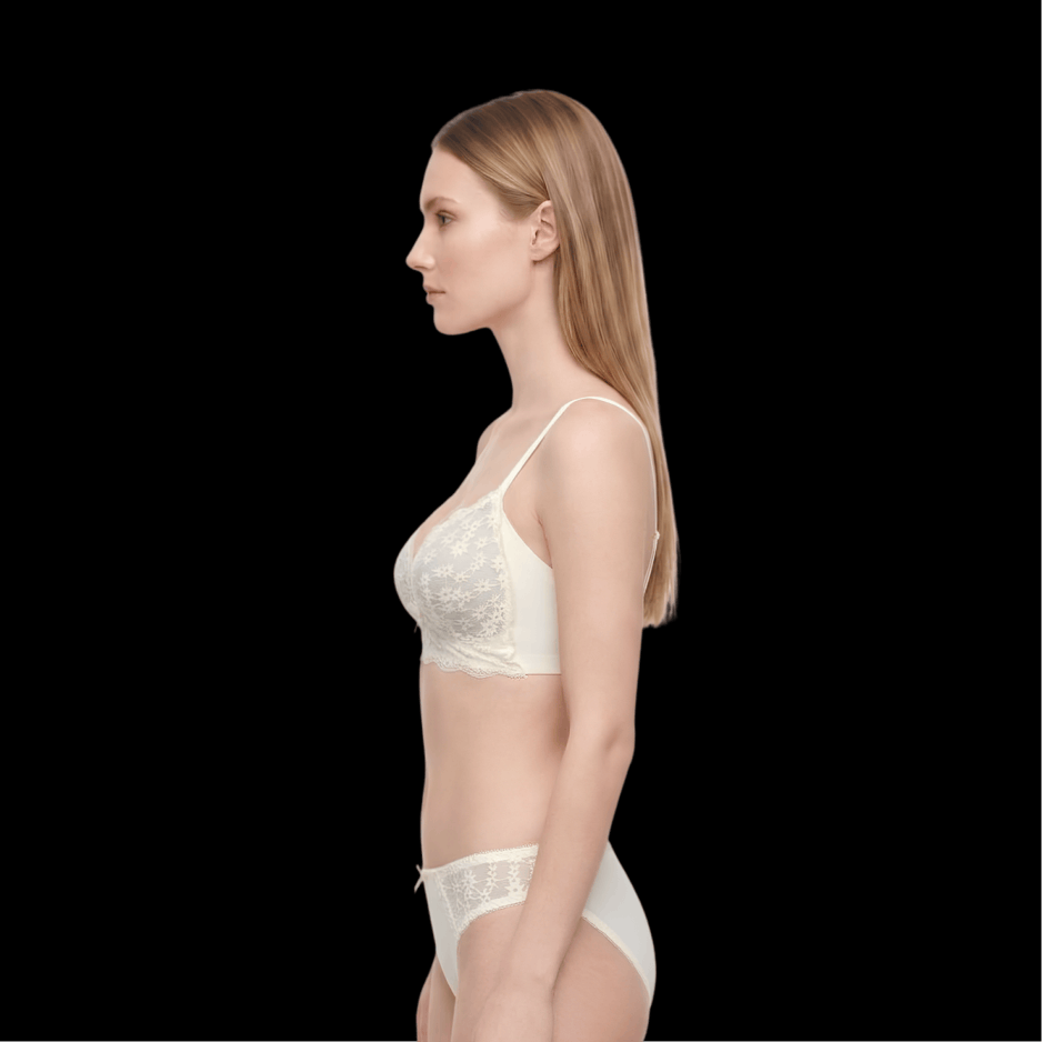 White Embroidered Padded Bra & Panty Set