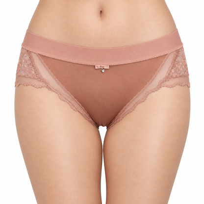 peach Beige Lace Brief Panty