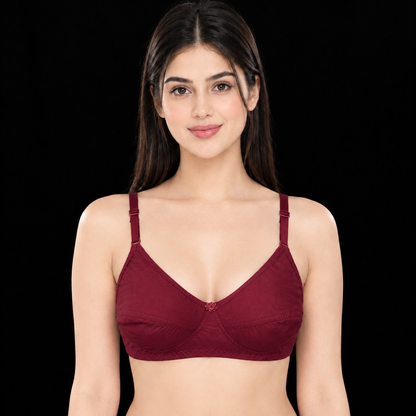 Wine Maroon Cotton Comfort Bra