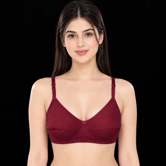 Wine Maroon Cotton Comfort Bra