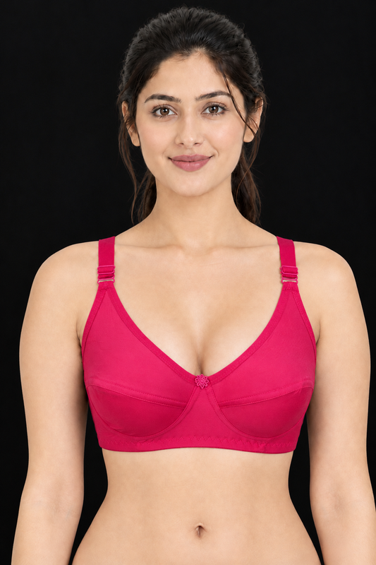 Berry Pink Cotton Jersey Full Coverage Bra