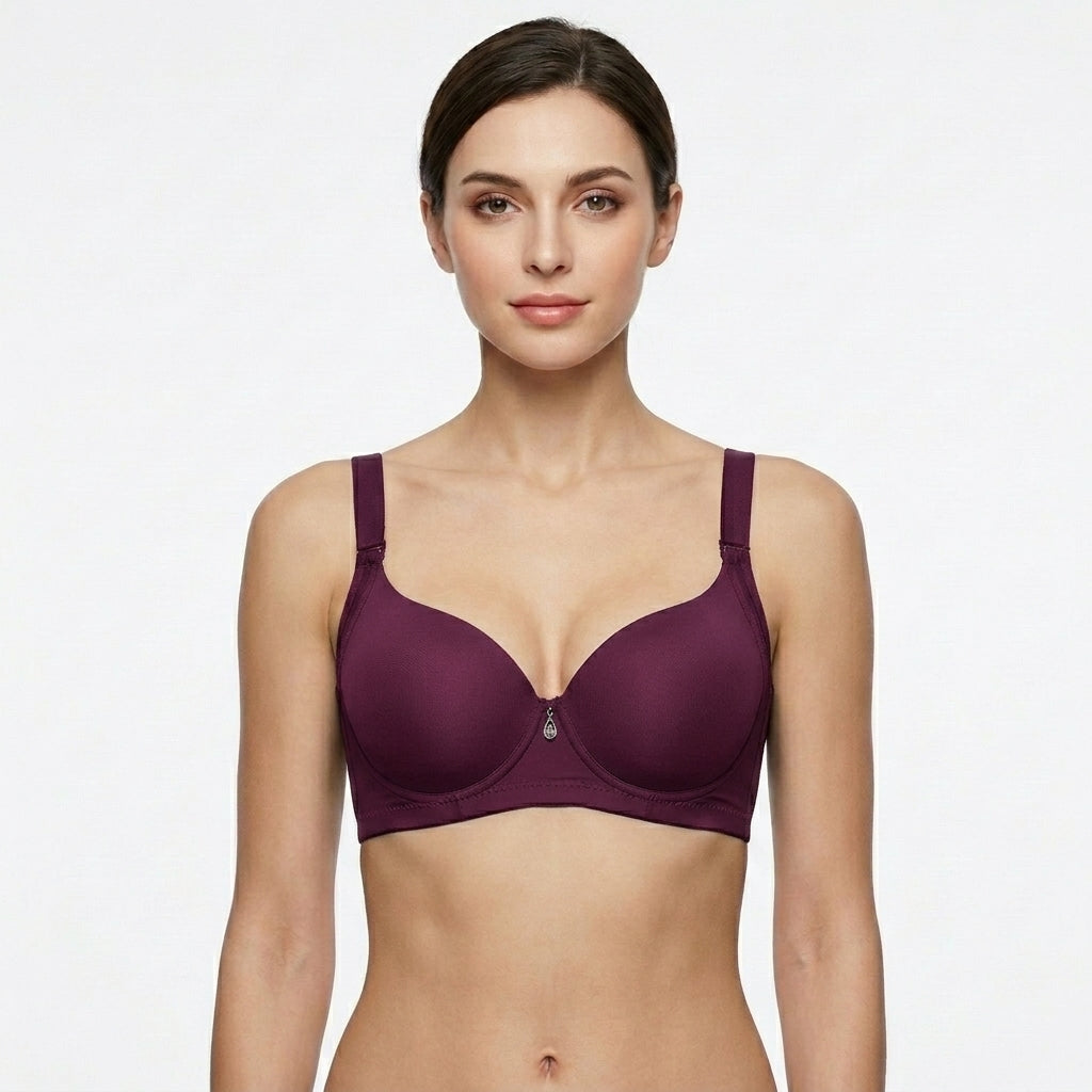 Wired Padded T-Shirt Bra - Maroon