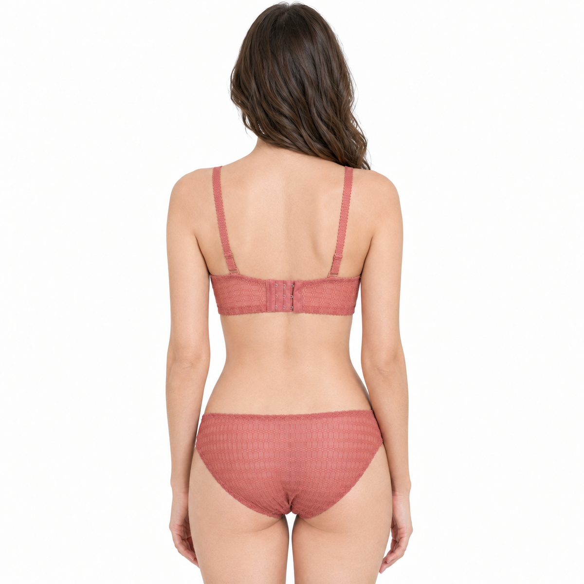 Dusty Rose Lace Bra Set, Padded & Underwire