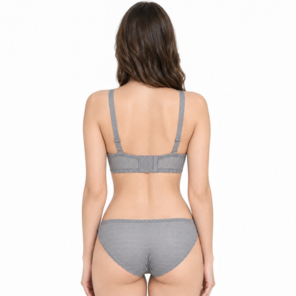 Grey Lace Bra with Matching Brief, Padded & Wired