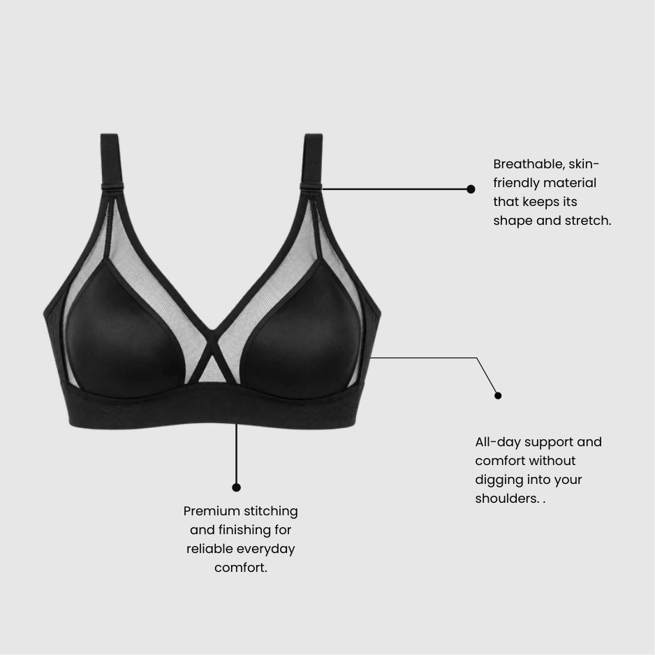 Black Mesh Padded Bra