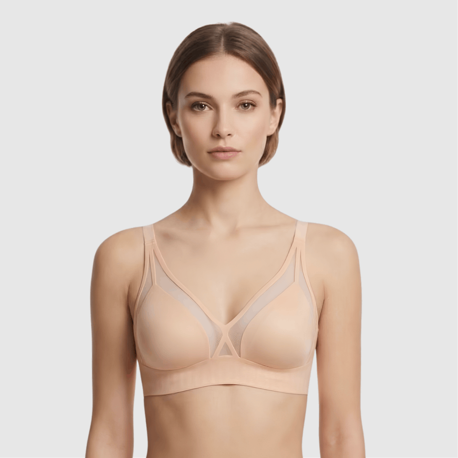 Beige Seamless Mesh Padded Bra