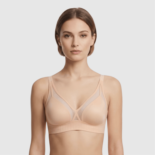 Beige Seamless Mesh Padded Bra