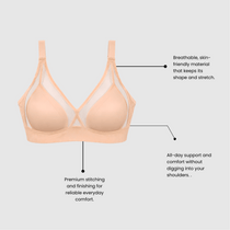 Beige Seamless Mesh Padded Bra