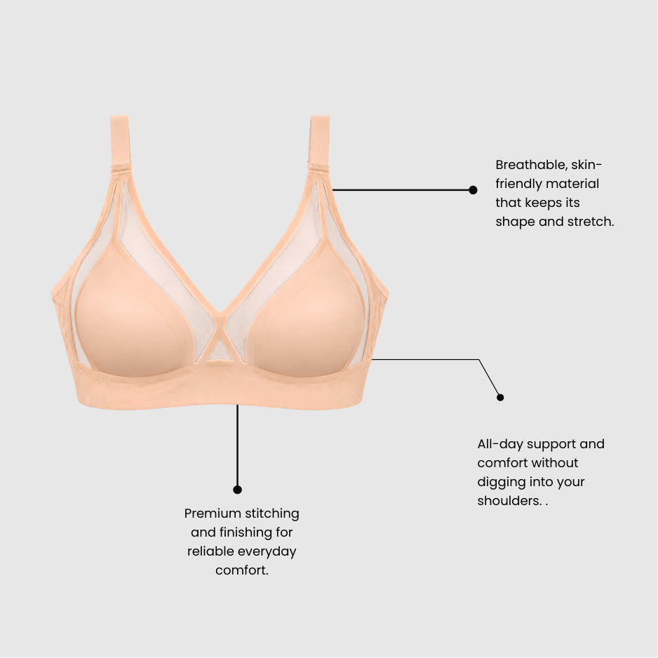 Beige Seamless Mesh Padded Bra